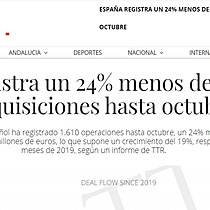 Espaa registra un 24% menos de fusiones y adquisiciones hasta octubre